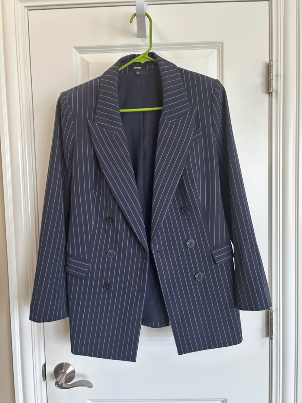 Express Navy Pinstripe Double-Breasted Blazer